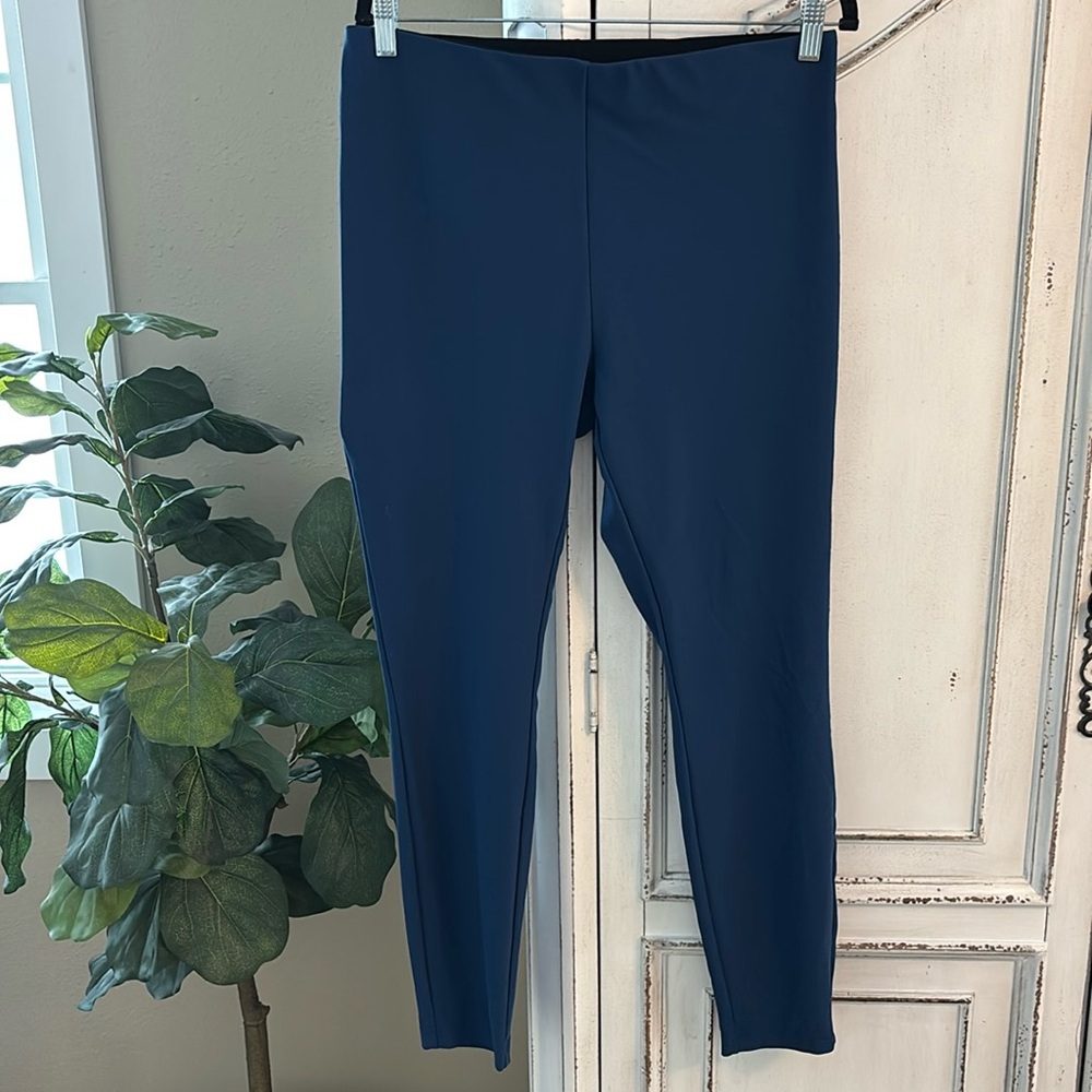 Boston Proper Women Slinky Knit High Rise Pull On Pants Size Medium Blue Stretch